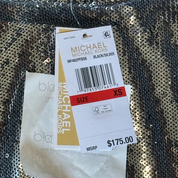 MICHAEL KORS Sleeveless Mock Neck Silver Ruched Silver Sequin Mini Dress Size XS - Picture 8 of 9